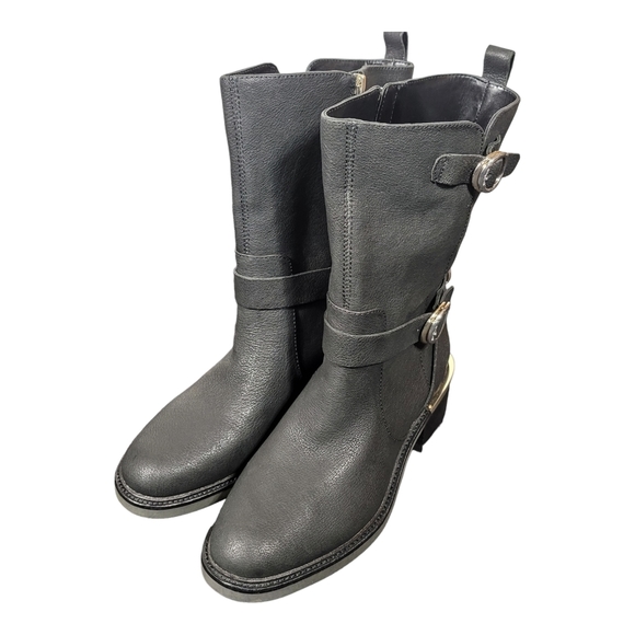 Vince Camuto Shoes - NWOB Vince Camuto Kerivini in Smooth Black Leather Moto Boot Size 10.5 SB7